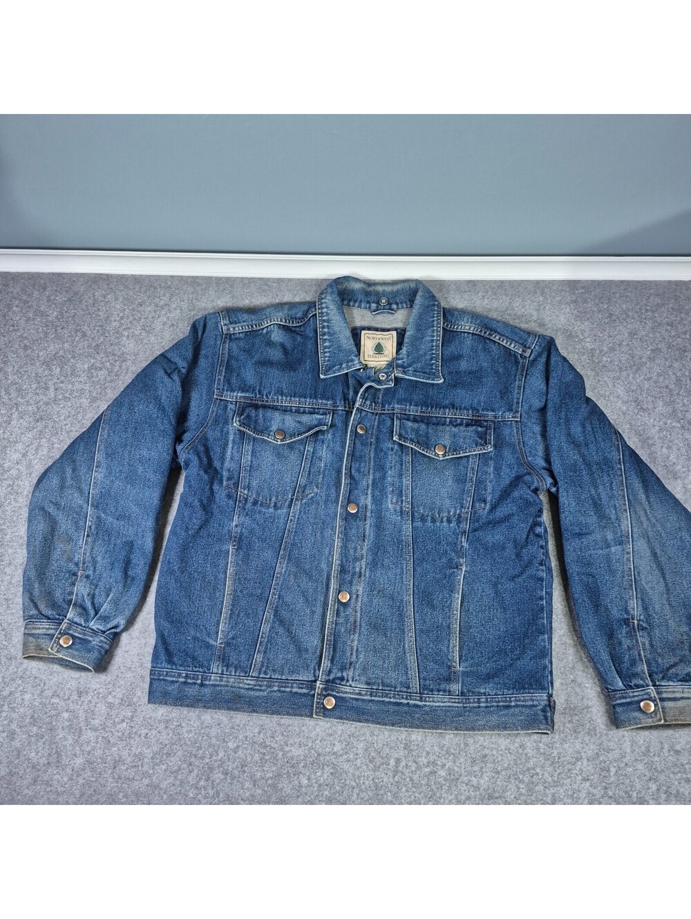Vintage Northwest Territory Blue Jean Coat Lined Size L/G Rugged Classic